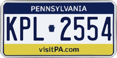 PA license plate KPL2554