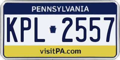 PA license plate KPL2557