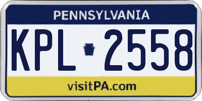 PA license plate KPL2558