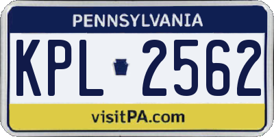 PA license plate KPL2562