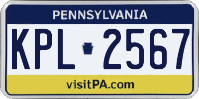 PA license plate KPL2567