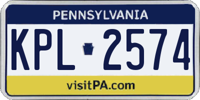 PA license plate KPL2574