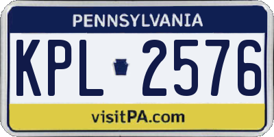 PA license plate KPL2576