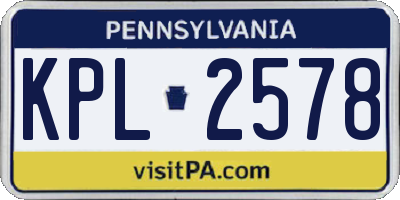 PA license plate KPL2578