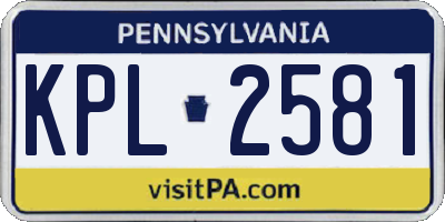 PA license plate KPL2581