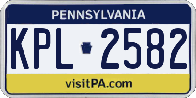 PA license plate KPL2582