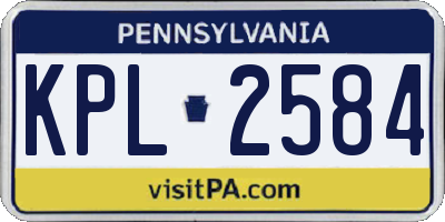 PA license plate KPL2584