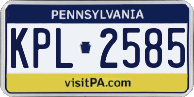 PA license plate KPL2585