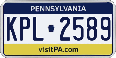 PA license plate KPL2589