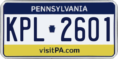 PA license plate KPL2601
