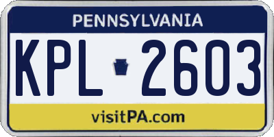 PA license plate KPL2603