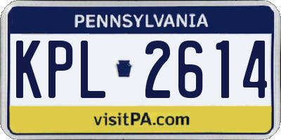 PA license plate KPL2614