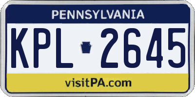 PA license plate KPL2645
