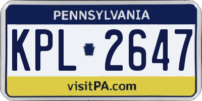 PA license plate KPL2647