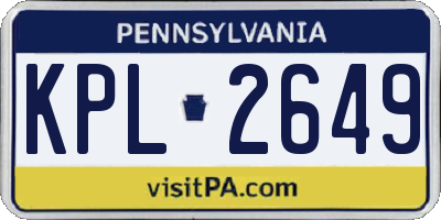PA license plate KPL2649