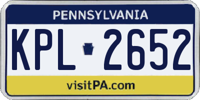 PA license plate KPL2652