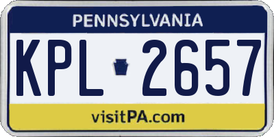 PA license plate KPL2657