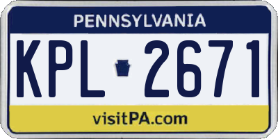 PA license plate KPL2671