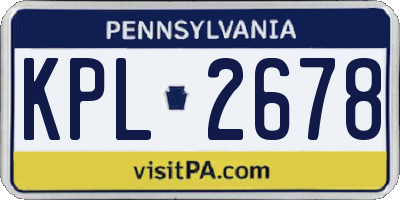 PA license plate KPL2678