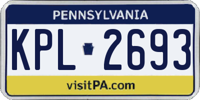 PA license plate KPL2693