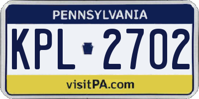 PA license plate KPL2702
