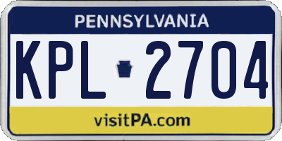 PA license plate KPL2704