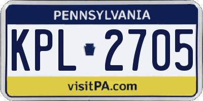 PA license plate KPL2705