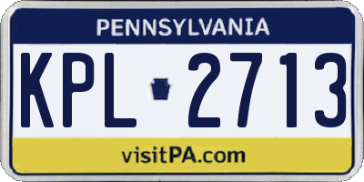 PA license plate KPL2713
