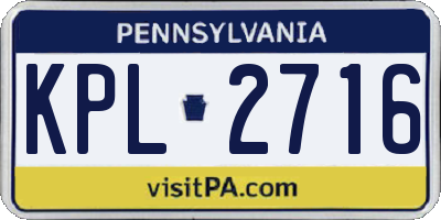 PA license plate KPL2716
