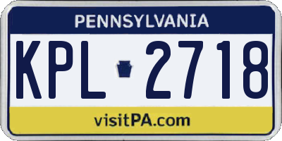 PA license plate KPL2718