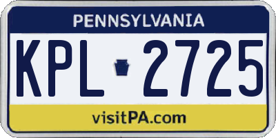 PA license plate KPL2725