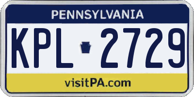 PA license plate KPL2729