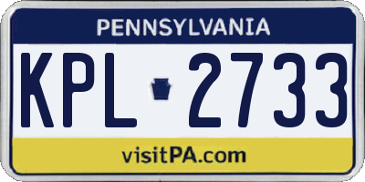 PA license plate KPL2733