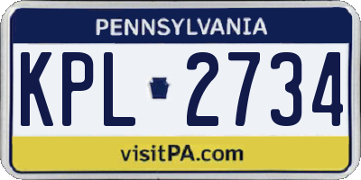 PA license plate KPL2734