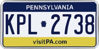 PA license plate KPL2738