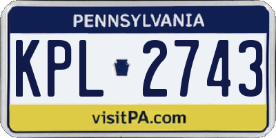 PA license plate KPL2743