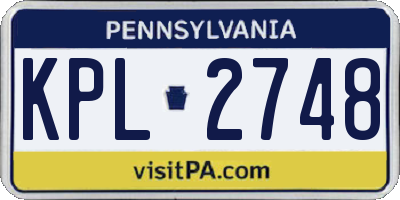 PA license plate KPL2748