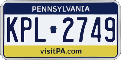PA license plate KPL2749