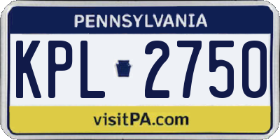 PA license plate KPL2750