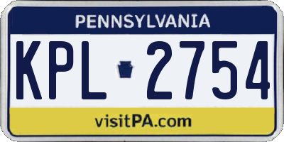 PA license plate KPL2754