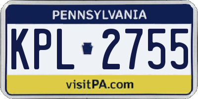 PA license plate KPL2755