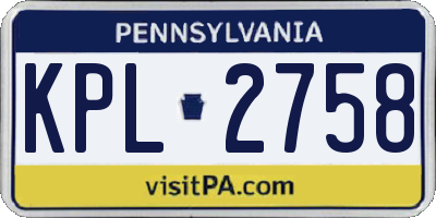 PA license plate KPL2758