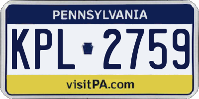 PA license plate KPL2759