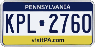PA license plate KPL2760