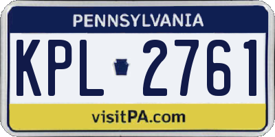 PA license plate KPL2761