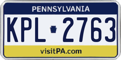 PA license plate KPL2763