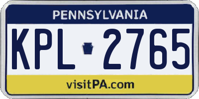 PA license plate KPL2765