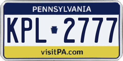 PA license plate KPL2777