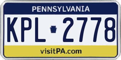 PA license plate KPL2778