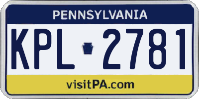 PA license plate KPL2781